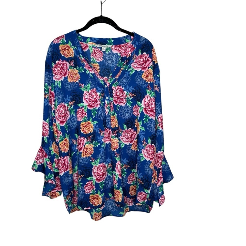 The Pioneer Woman Blue Floral Blouse XXXL - Picture 2 of 6